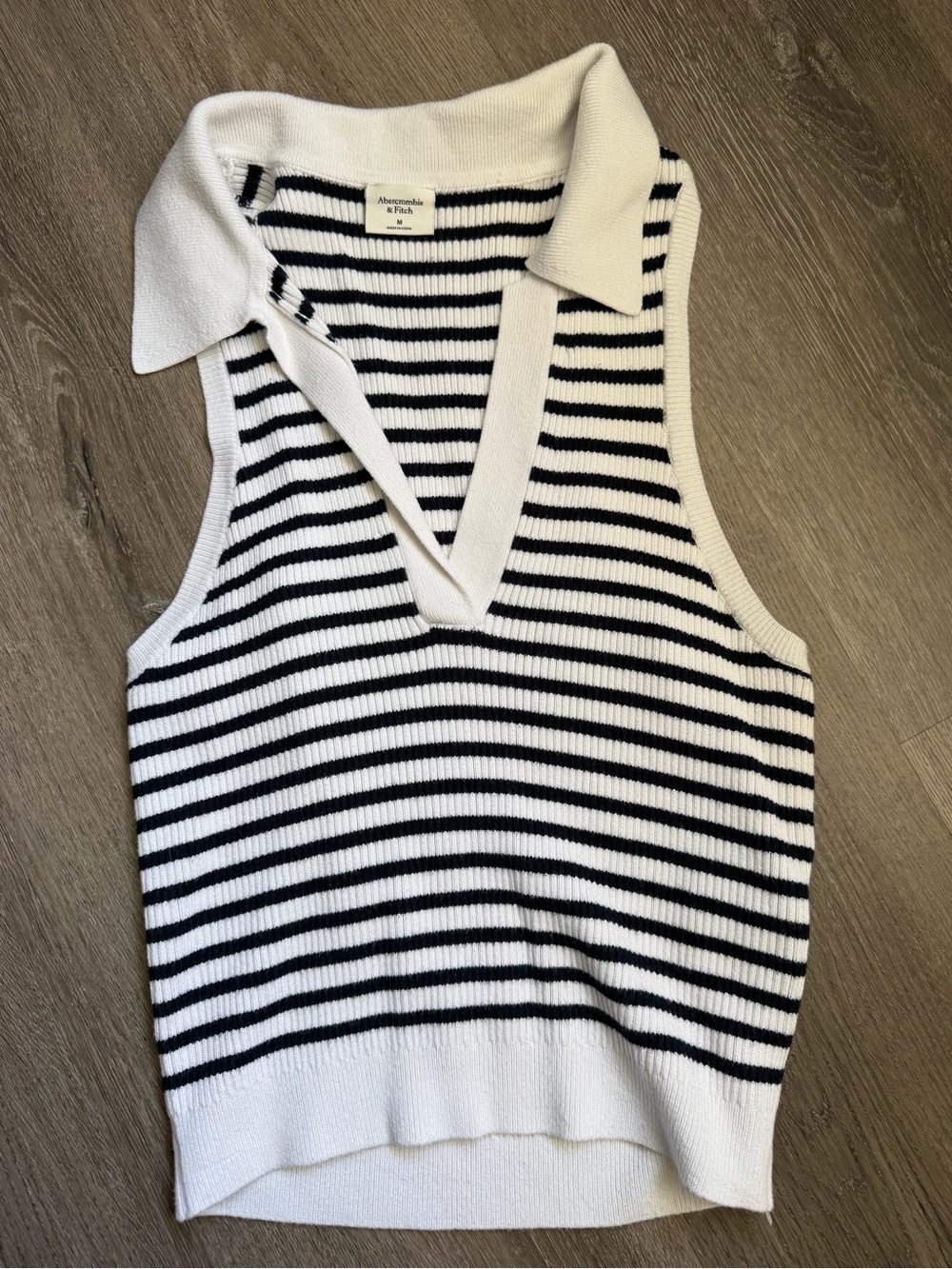 Abercrombie striped collared knit tank top